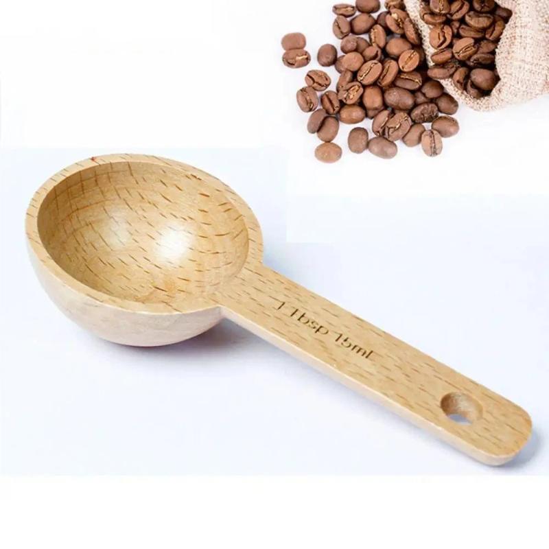 ملعقة قياس خشبية محمولة من خشب - مراجعة Coffee Tea Sugar وسعره